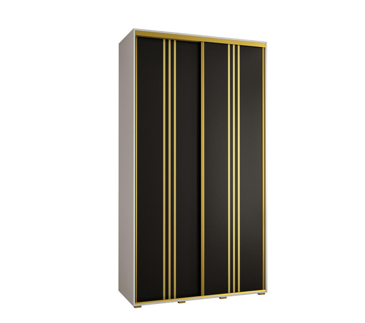 SCHWEBETÜRENSCHRANK 235,2/130/45 2-türig - Goldfarben/Schwarz, Holz/Metall (130/235/45cm) - Abiks Möbel