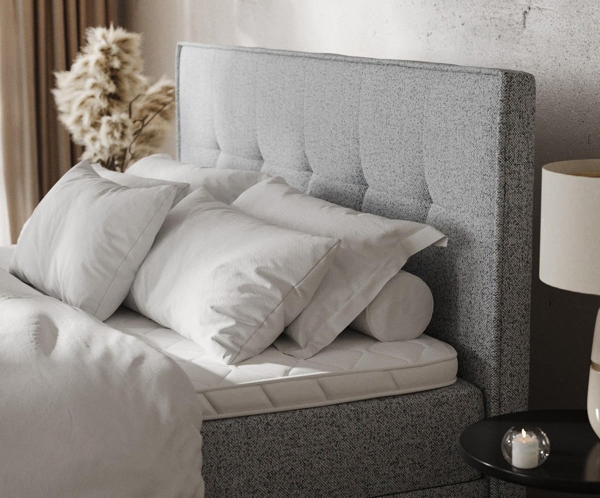 BOXBETT Tivra 180/200 cm Grau im Riva Stoff - Schwarz/Grau, Holz/Holzwerkstoff (180/200cm) - AltaBeds