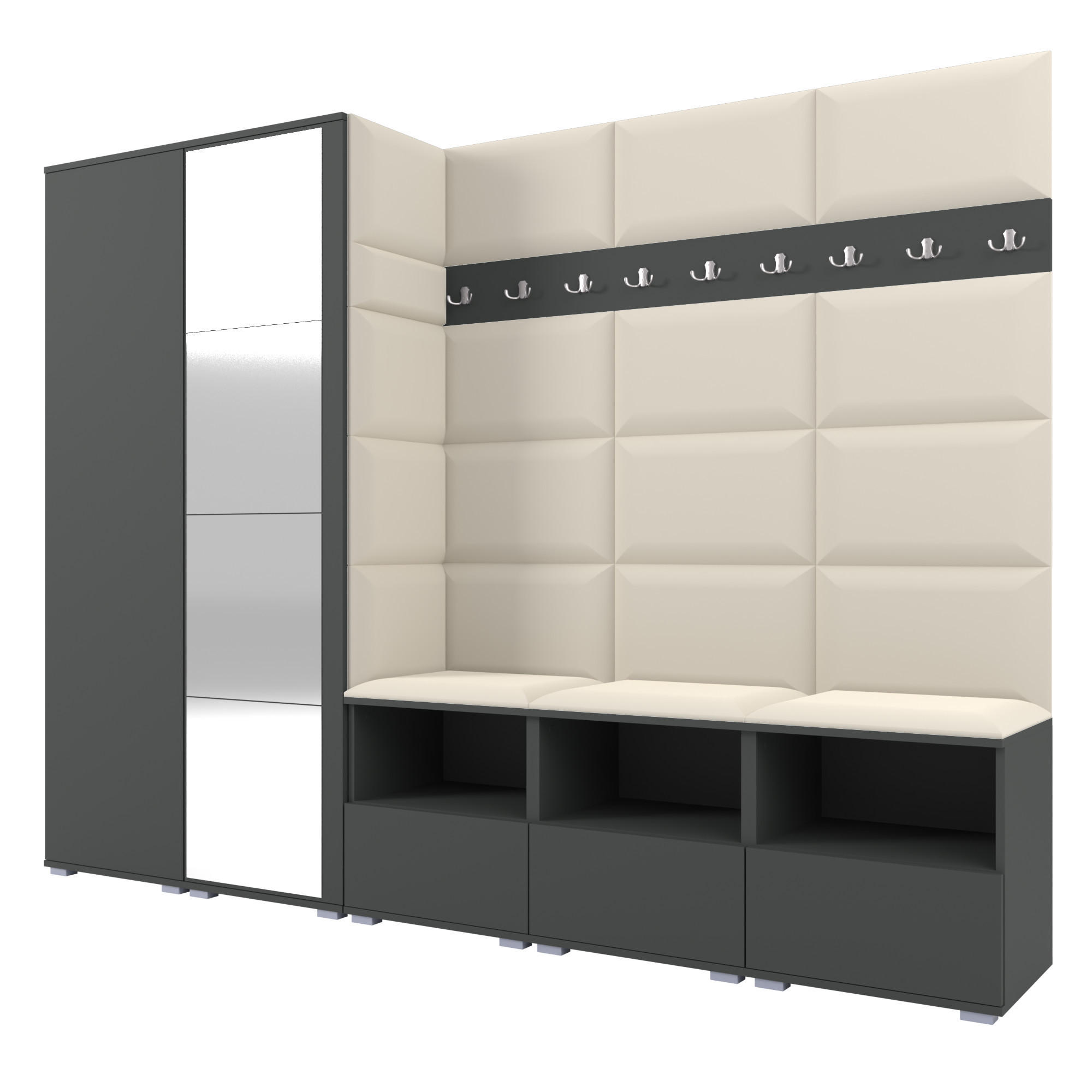 Ravio Garderobe Graphit, Creme 250x187x40 cm