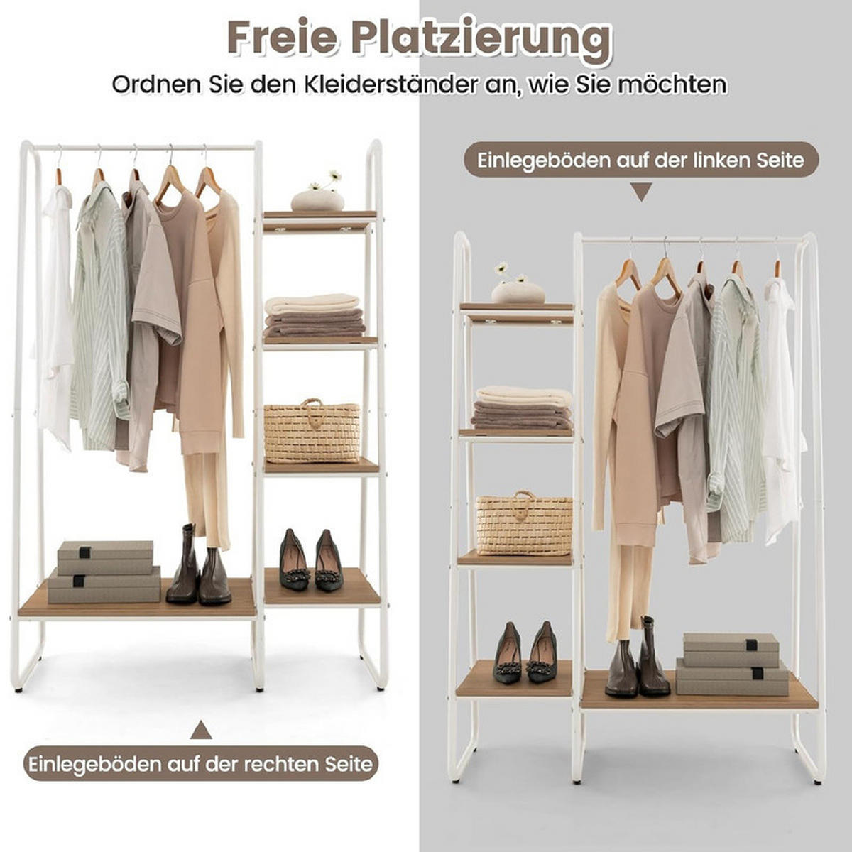 KLEIDERSTÄNDER aus Metall natur - Naturfarben, Metall (99.5/151/40cm) - COSTWAY