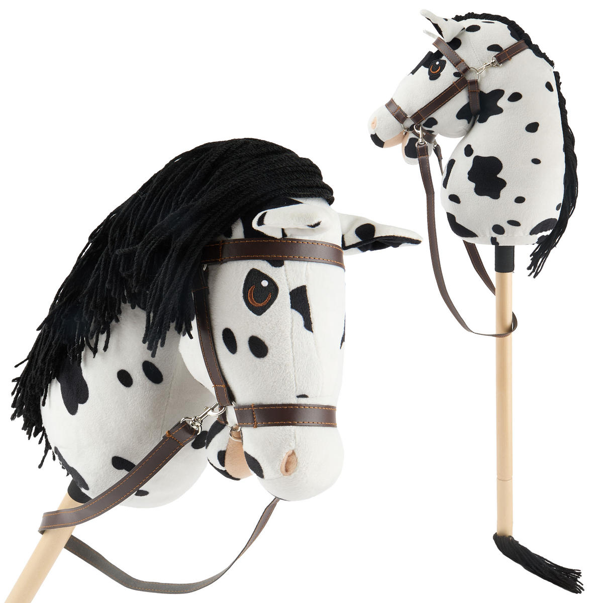 HOBBY-HORSE Schecke - Größe S - Schwarz, Textil (34/76cm) - Bieco Spielwaren
