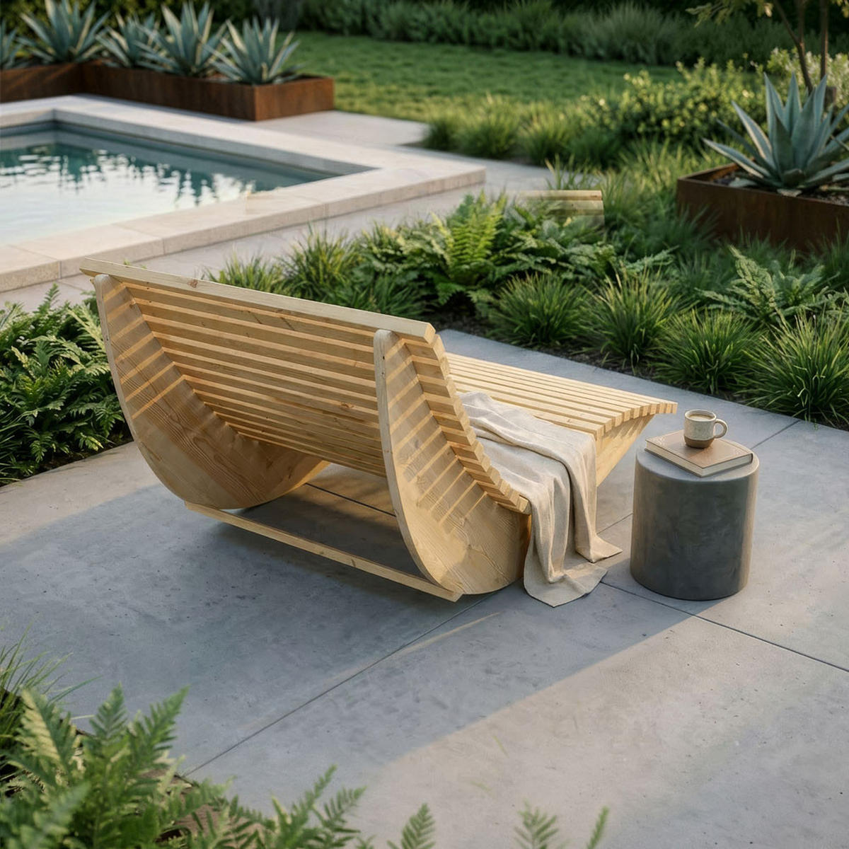 WELLENHOLZLIEGE WOLGA - 120 cm - Naturfarben, Holz (120/82/188cm) - Home Deluxe