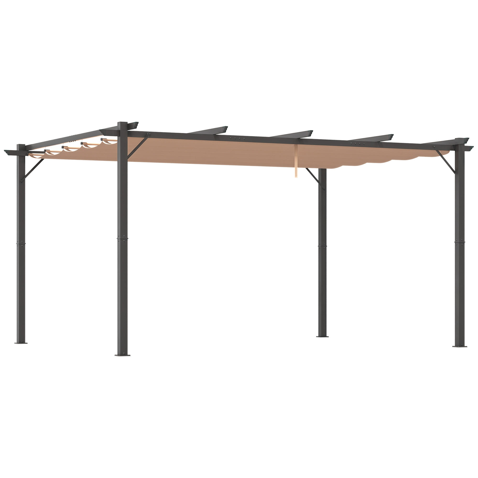 PERGOLA Pavillon mit einstellbarem Stoffdach 3 x 4 m Terrassen-Vordach Aluminium Sonnenschutz Überdachung Terrasse Garten Grau+Braun - Graubraun, Metall (300/223/400cm)