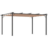 PERGOLA Pavillon mit einstellbarem Stoffdach 3 x 4 m Terrassen-Vordach Aluminium Sonnenschutz Überdachung Terrasse Garten Grau+Braun - Graubraun, Metall (300/223/400cm)
