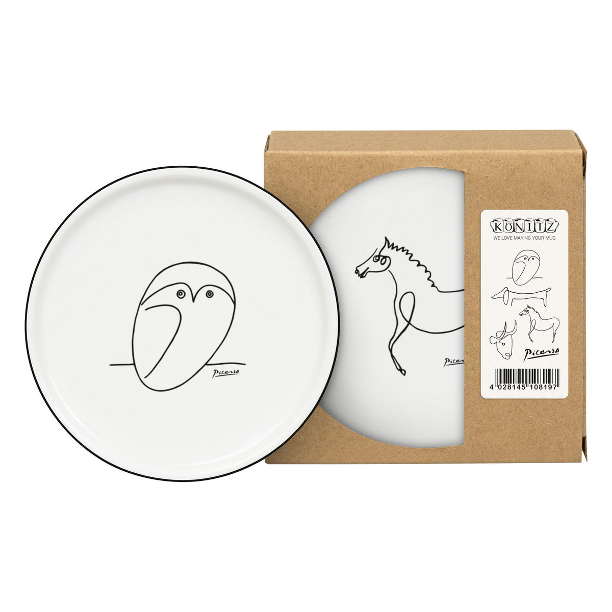 TELLER 4er Set Picasso - Naturfarben, Keramik (9.9/9.9/1cm) - Könitz