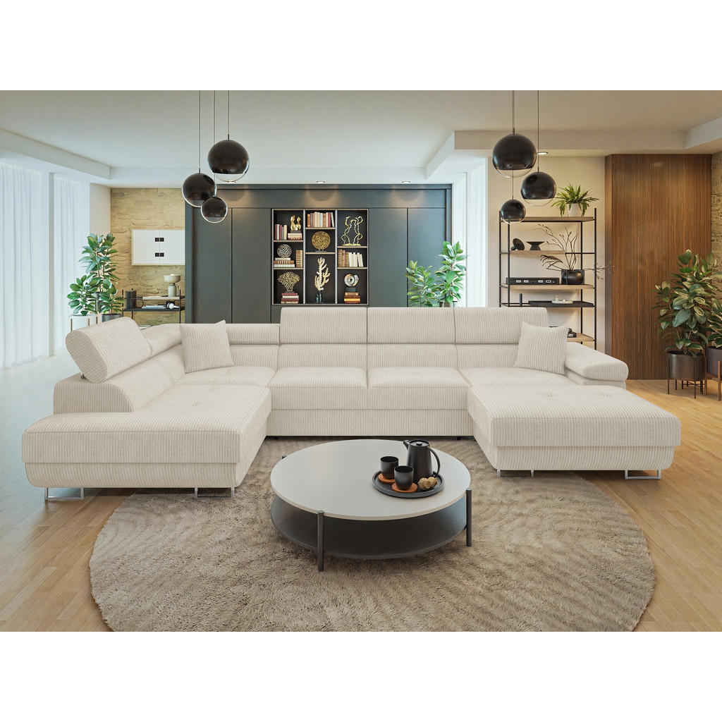 Thumbnail - Mirjan24 Wohnlandschaft, Beige, Textil, 7-Sitzer, links montierbar,Rechteckig, 346x90x203 cm, Wohnzimmer, Sofas & Couche...
