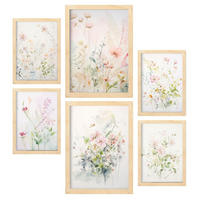 POSTER Set Mit 6 Blumensammlung A3 & A4 Rahmen Aus Hellem Holz - Beige, Papier (29/3cm) - Nacnic