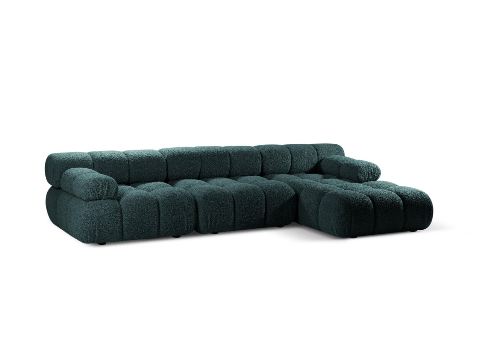 ECKSOFA modular rechts Bellis aus Boucle petrol 4 Sitzplätze - Petrol, Textil (155/282cm) - Micadoni