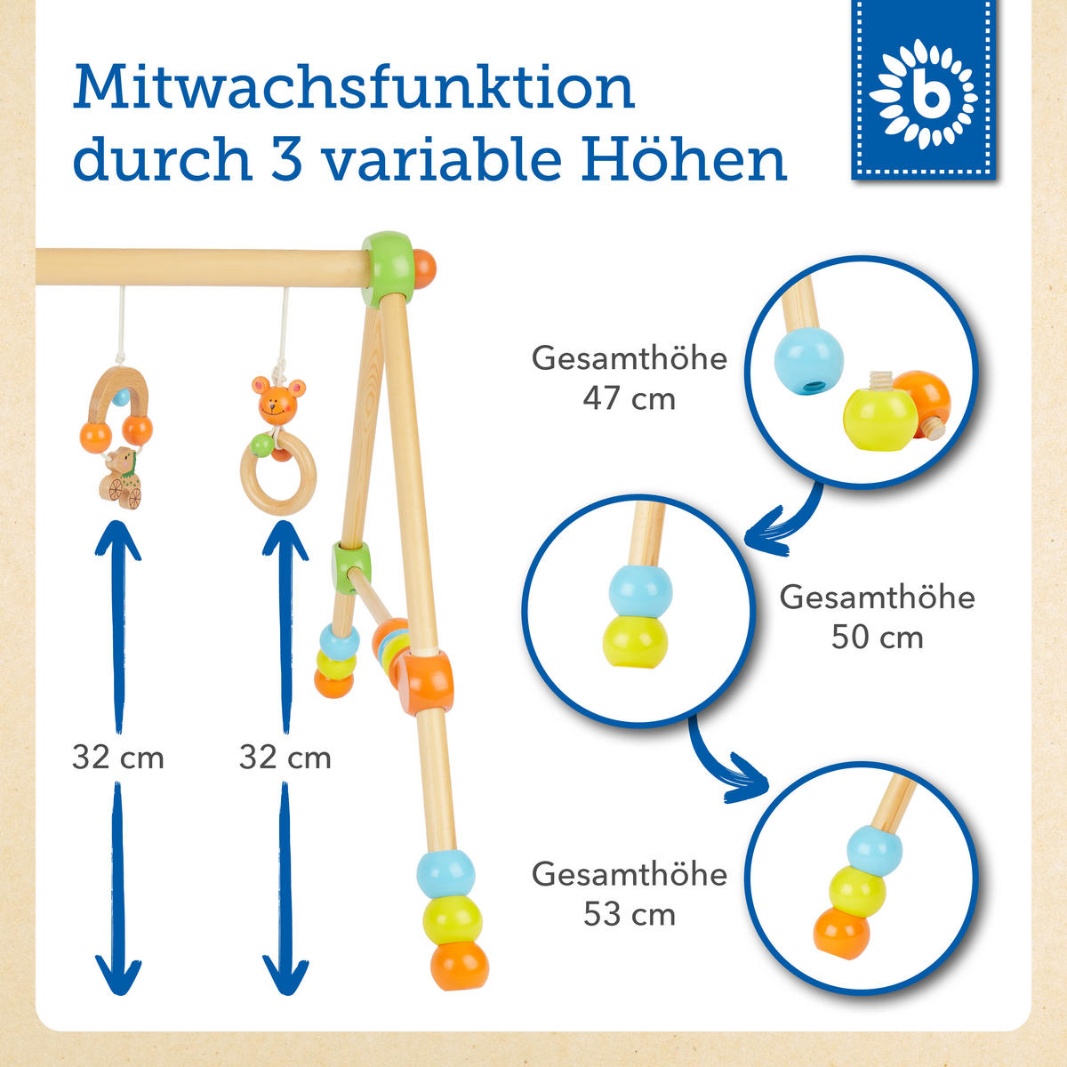 SPIELBOGEN Holz Höhenverstellbar - ab Ge - Orange, Holz (64/54cm) - Bieco Spielwaren