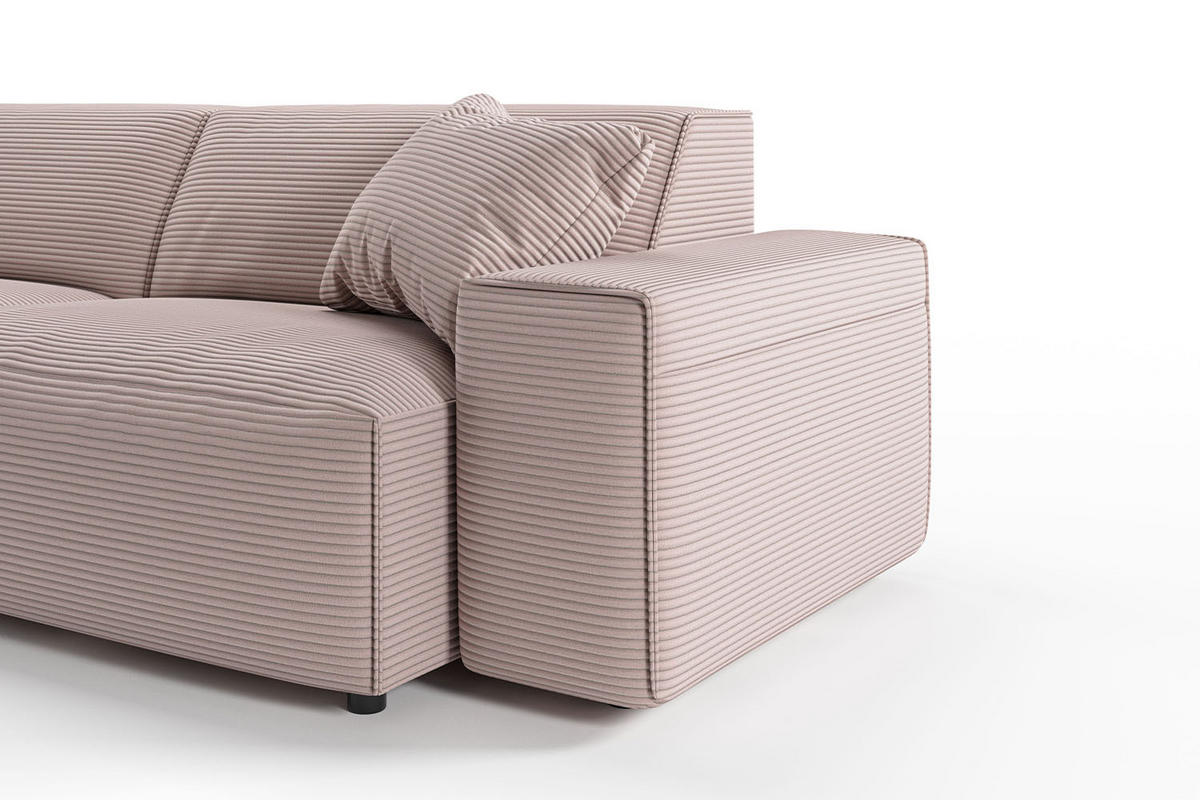 ECKSOFA RANI Pink Cord - Pink/Schwarz, Kunststoff/Textil (299/189cm) - KAWOLA