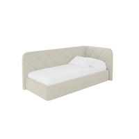 EINZELLBETT Jugendbett mit Bettkasten und Matratze H3/H4, Links - FIKY 90x200 Beige - Champagner, Holzwerkstoff/Textil (90/200cm) - ALTDECOR