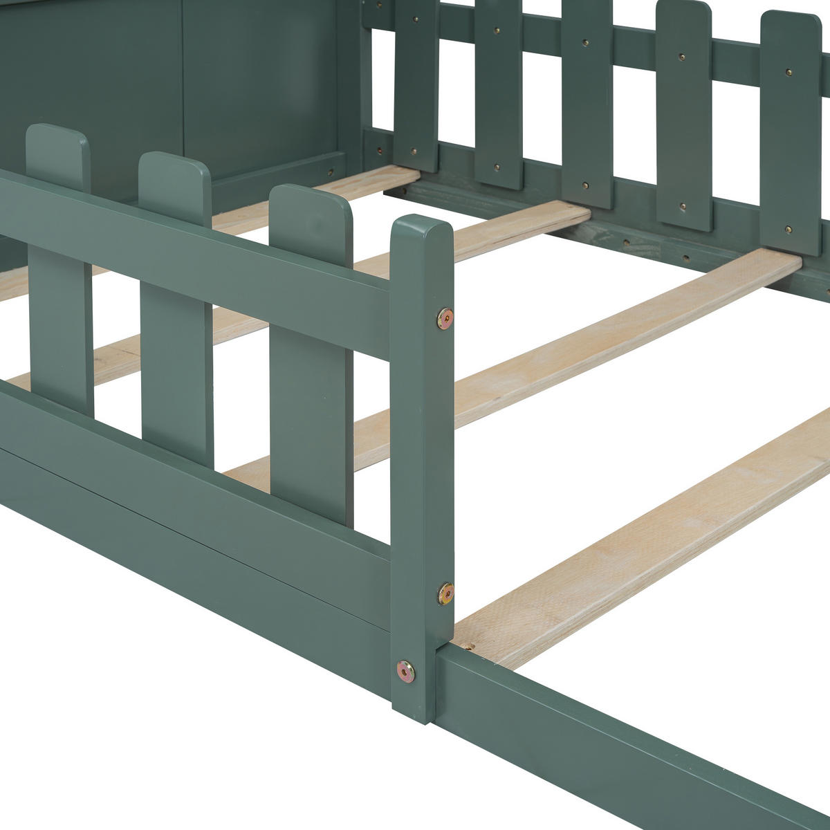 HAUSBETT 90/200 cm in Grün aus Kiefer und MDF - Grün, Holz/Holzwerkstoff (90/200cm) - WISHDOR