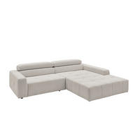 ECKSOFA RENO Silber Cord - Silberfarben/Schwarz, Kunststoff/Textil (258/217cm) - KAWOLA