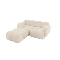 ECKSOFA modulares Sofa Links Miko-L1 214x205x75 Beige Cord - Beige/Schwarz, Holzwerkstoff/Kunststoff (214/205cm) - ALTDECOR