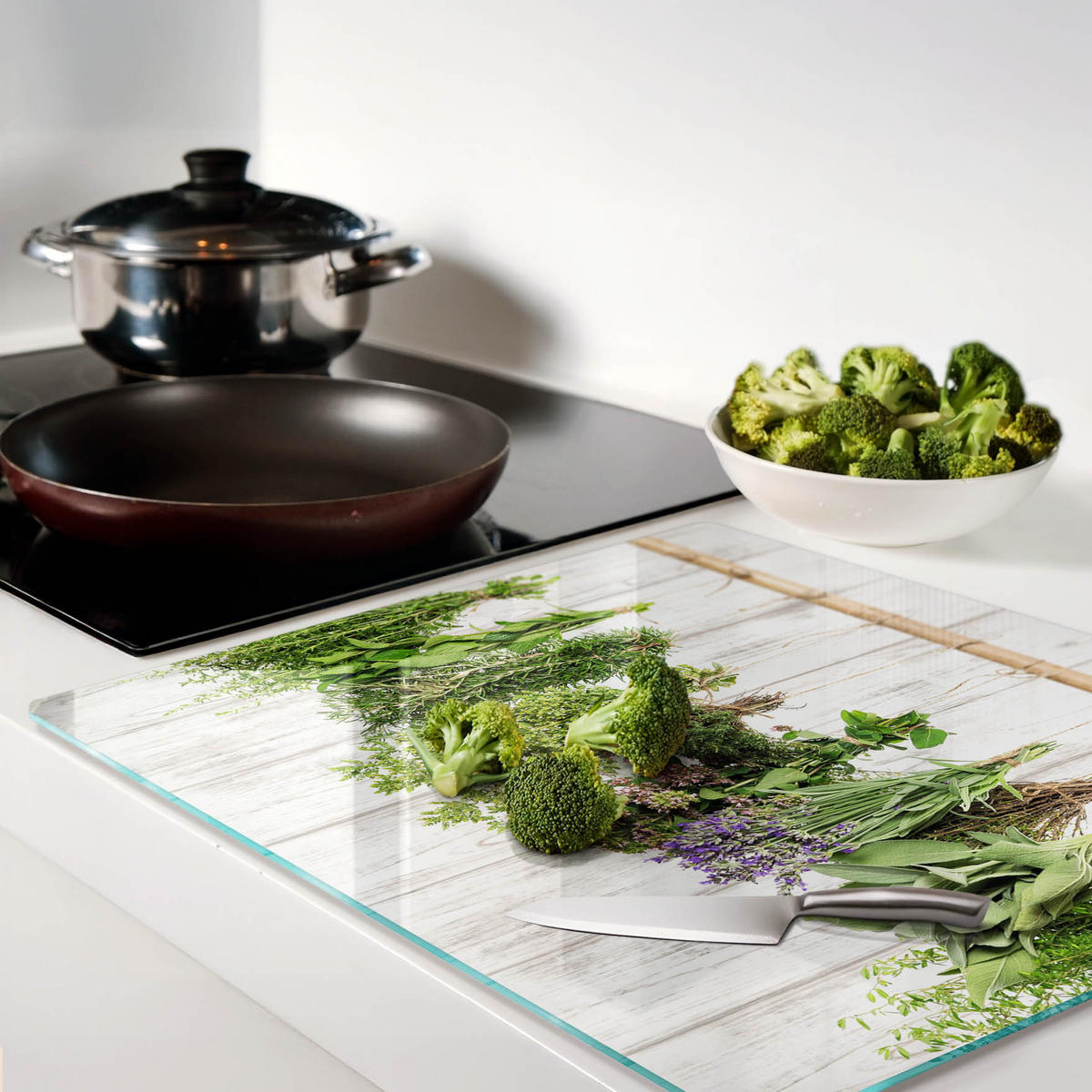 GLASPLATTE 60x52 cm Kräuterschnur - Grün, Glas (60/0.4/52cm) - TULUP