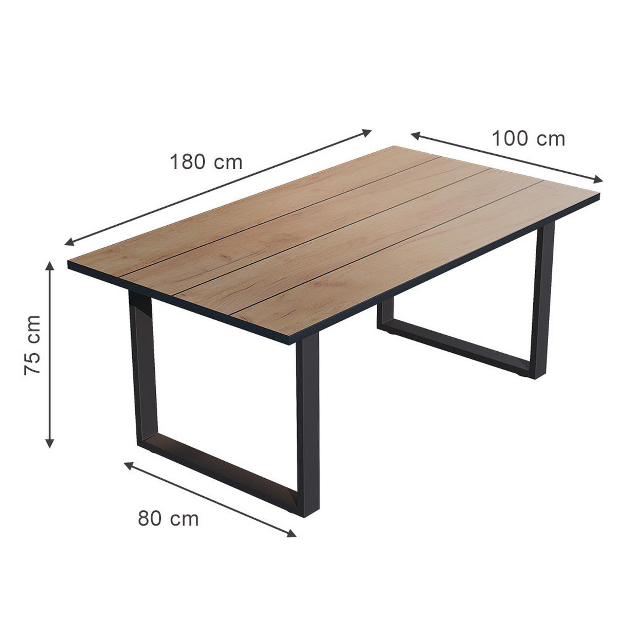JÍDELNÍ STŮL Avido Zlatý mocný dub - medově dubová/černá, kompozitní dřevo (180/100/75cm) - Vicco