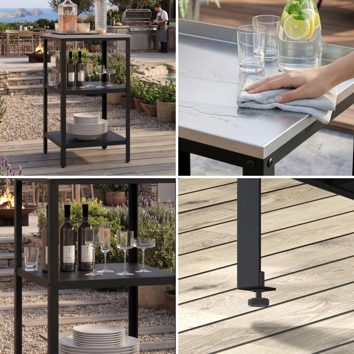 OUTDOOR-STANDREGAL Bolognano - Schwarz, Metall (50/50/92cm) - casa.pro