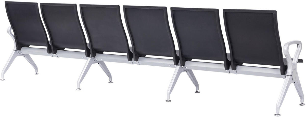WARTEBANK Erik 6-Sitzer 338x59x89cm Kunststoff Schwarz Sitzbank - Schwarz, Kunststoff (338/89/59cm) - DELUKE