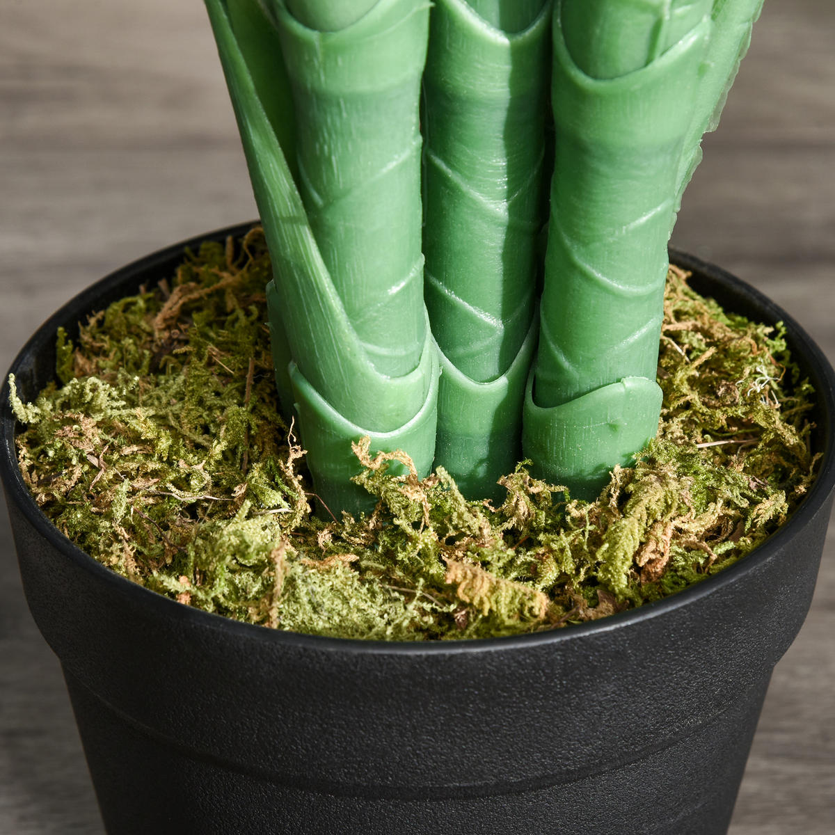 KUNSTPFLANZE mit 18 Palmenwedel Grün - Schwarz/Grün, Kunststoff (125cm) - Outsunny