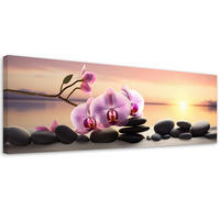 WANDBILD rosa orchidee und zen steine - Pink, Textil (90/30cm) - Feeby