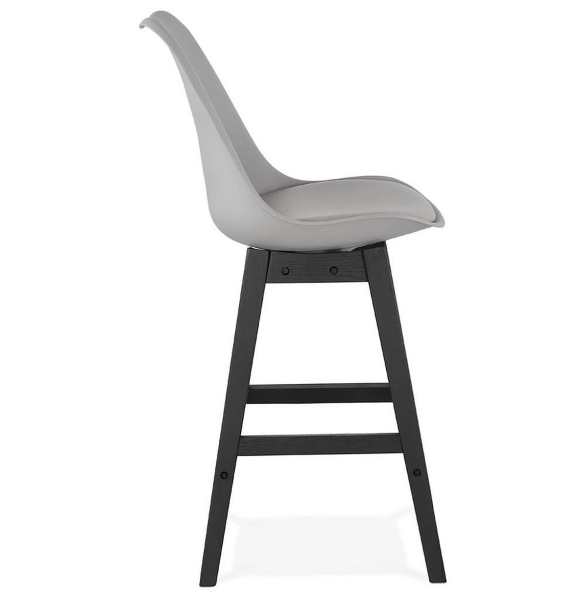 BARHOCKER Kunstleder Eichenholzgestell Sitzhöhe 65cm Skandi-Stil MIRANOX MINI, Grau-Schwarz 56x48x102 cm - Schwarz/Grau, Eichenholz/Kunststoff (48/102/56cm) - KADIMA DESIGN