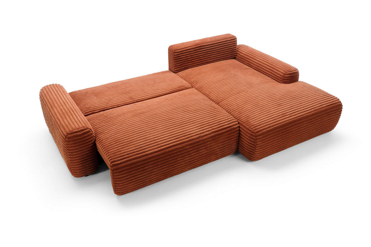 ECKSOFA Cordina Orange, mit Schlaffunktion und Bettzeugbehälter, rechte seite - Orange, Holzwerkstoff (264/162cm) - Bettso
