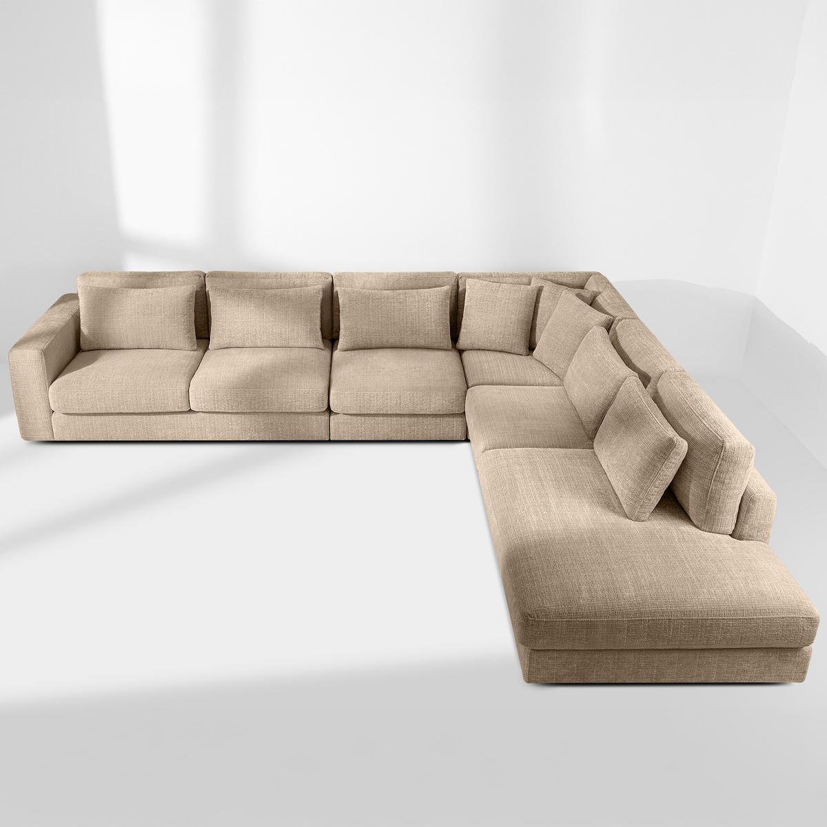 ECKSOFA XL rechts VERUS - Beige, Holz/Holzwerkstoff (377/328cm) - KONSIMO®
