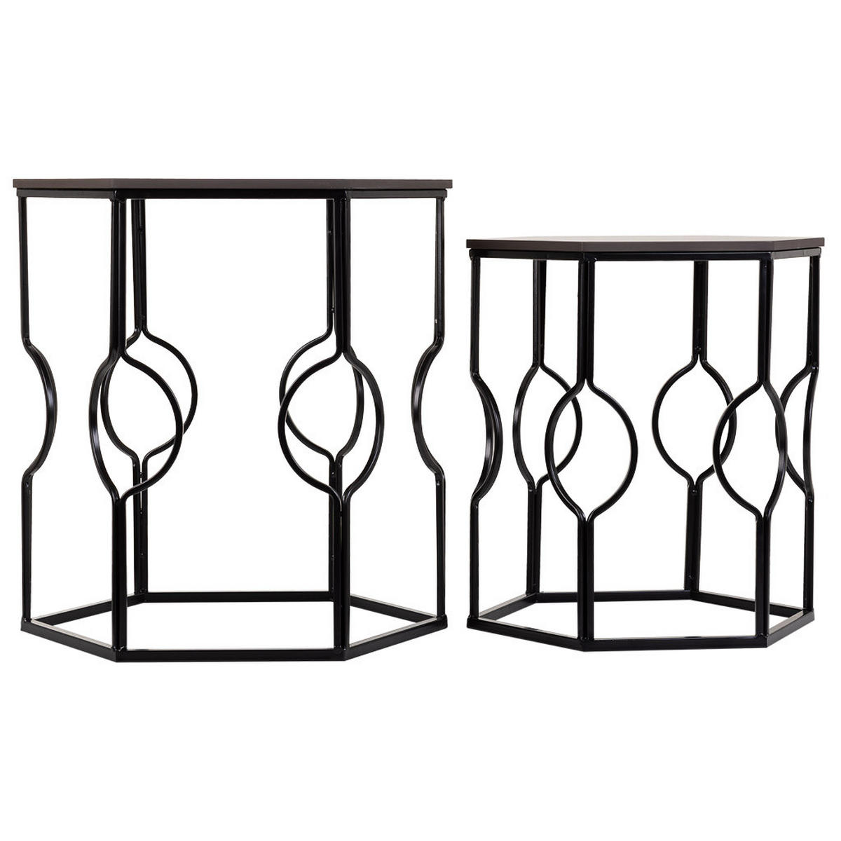 TISCH aus Metall, schwarz, 34x52x39cm, 2-tlg. - Schwarz, Metall (39/39/57cm) - Wanderlust