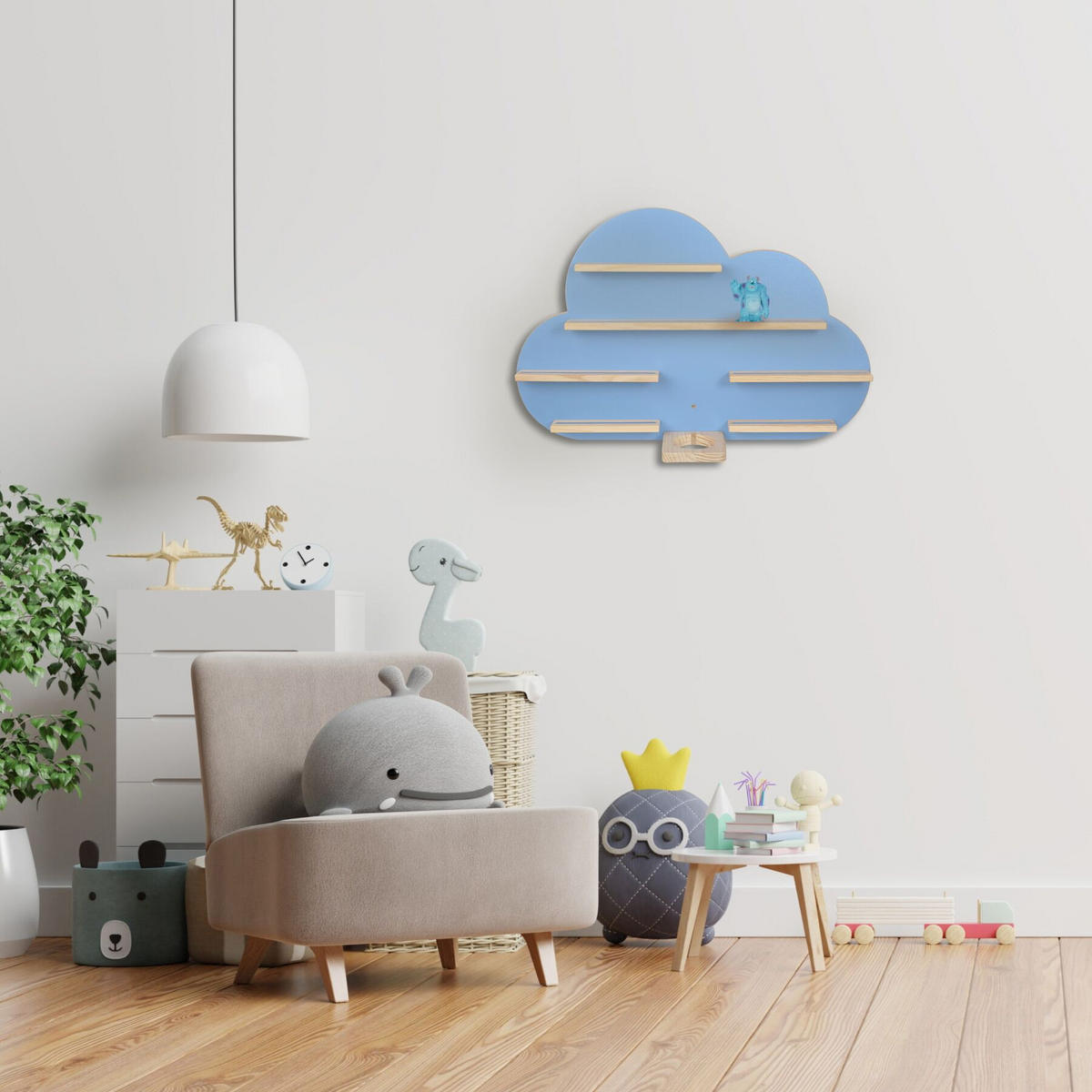 WANDREGAL für Toniebox, mit Magnetstreifen, blau - Blau, Holz (76/50/15.5cm) - tectake