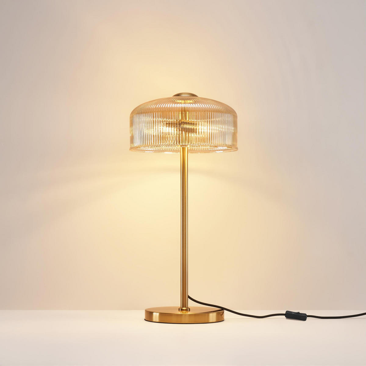 TISCHLEUCHTE Auréline, Bernstein und Messing, 55cm - Goldfarben, Glas (55/27/55cm) - KOSILUM