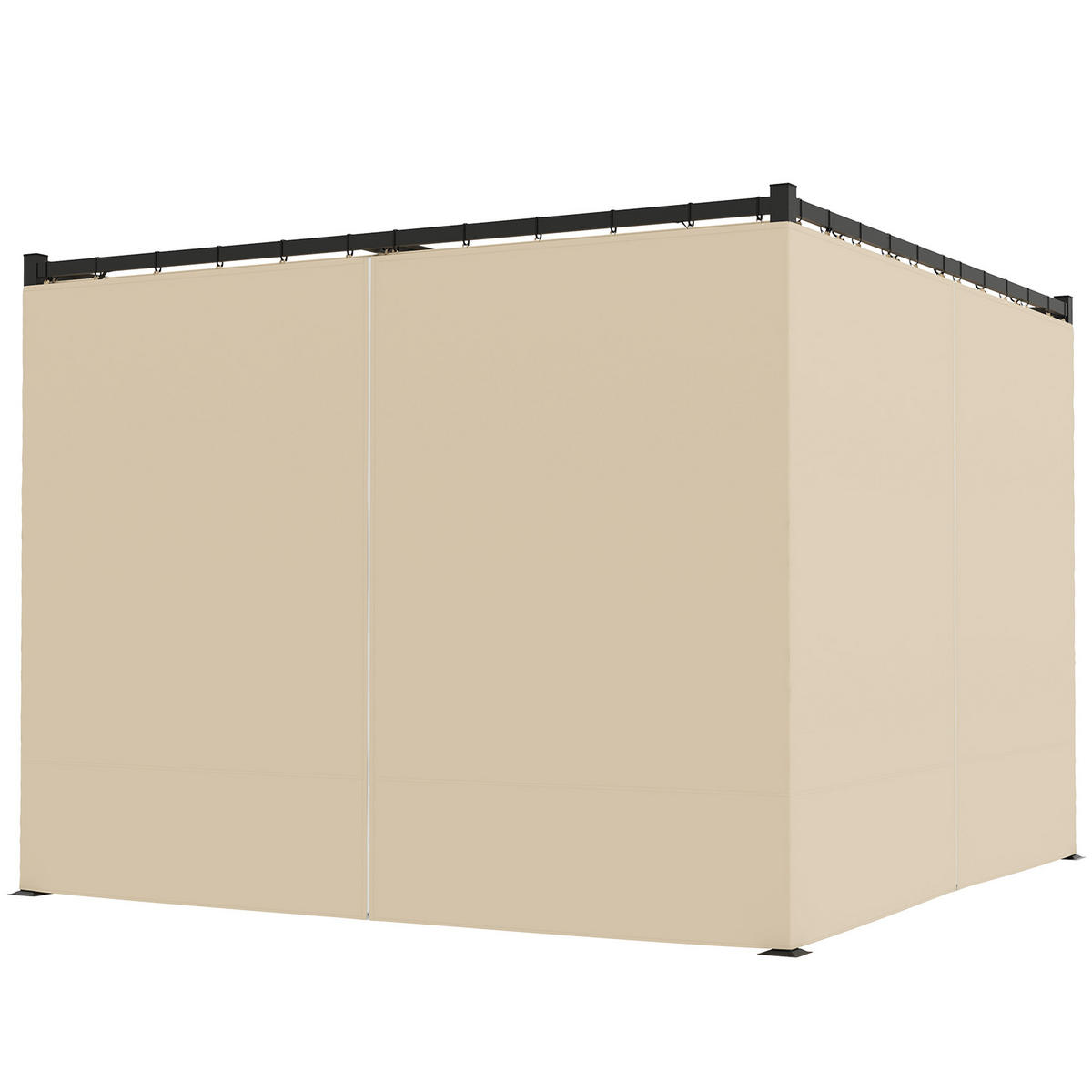 PERGOLA 3 x 3 m Freistehend Terrassenüberdachung mit Schiebedach, 4 Seitenwände UV-beständig Beige - Beige, Metall (300/227/300cm)