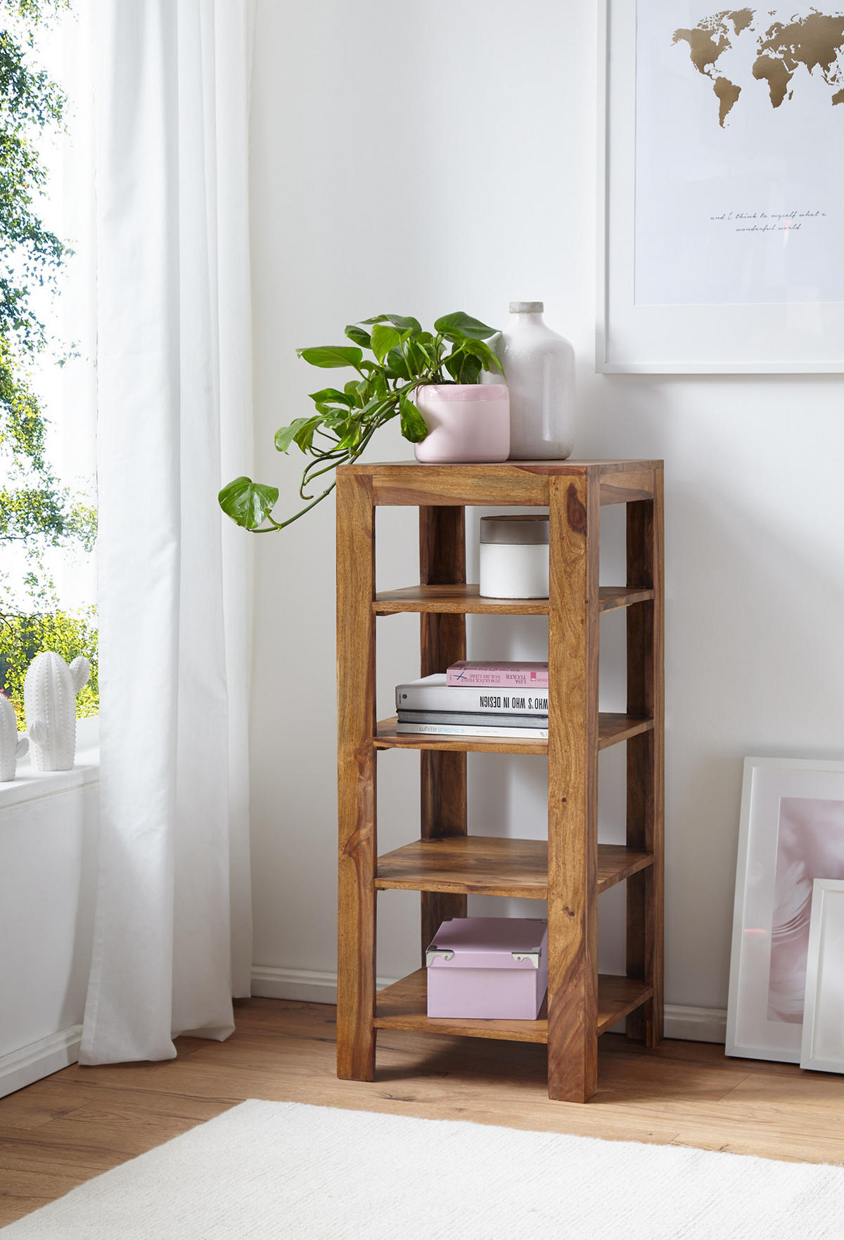 BÜCHERREGAL Massivholz Handgefertigt Pflegeleicht, Braun 44x44x105 cm - Braun, Holz (44/105/44cm) - KADIMA DESIGN