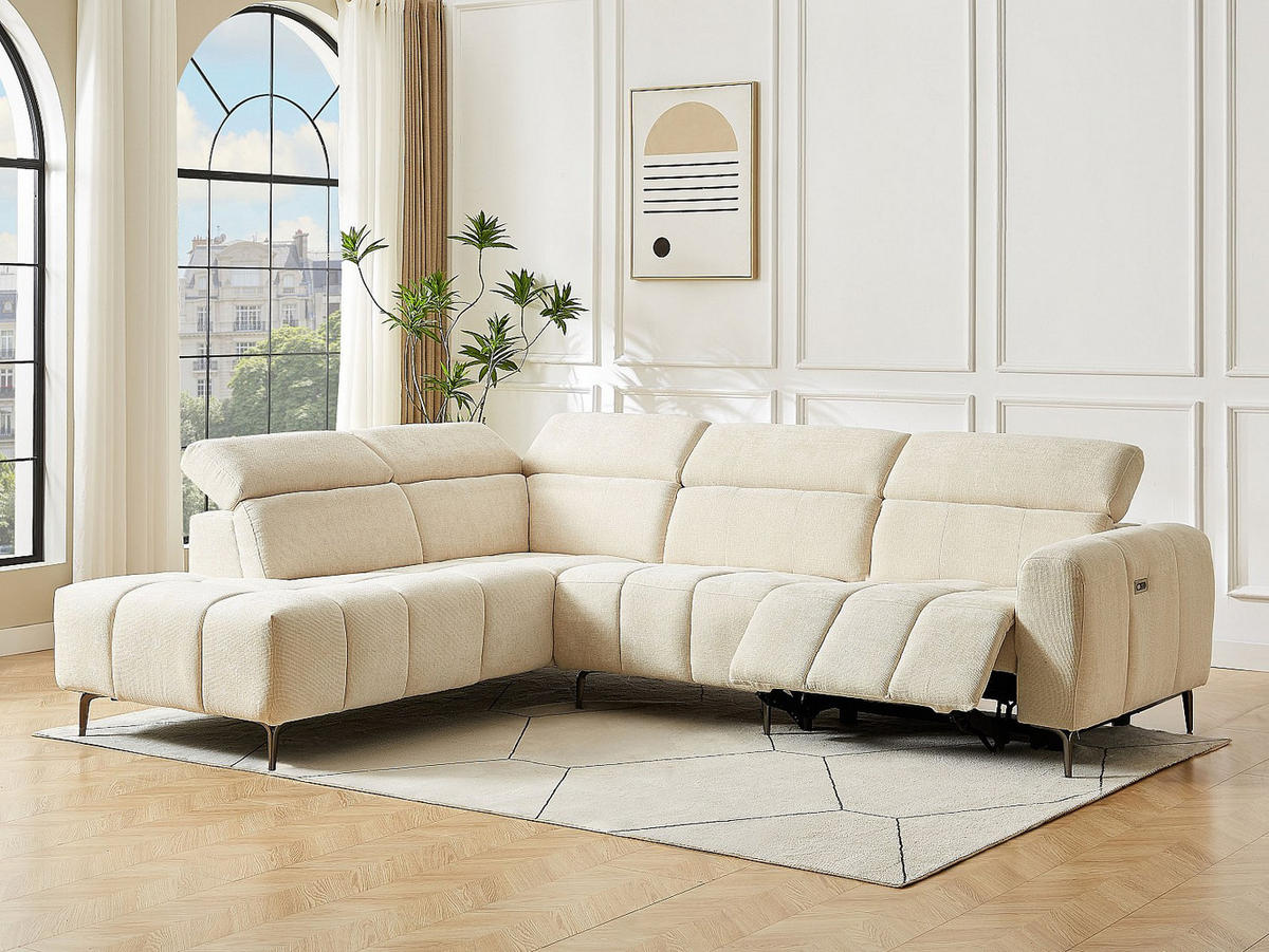ECKSOFA links elektrisch relax - Textilstoff Beige - CALDORIA - Beige, Textil (292/229cm) - Vente-Unique