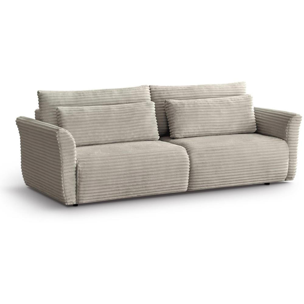 SCHLAFSOFA Samir 3-Sitzer creme - Creme/Schwarz, Kunststoff/Textil (240/92/108cm) - Beautysofa