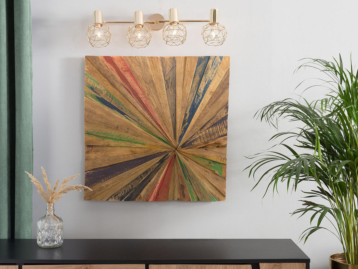 WANDDEKORATION Teakholz heller holzfarbton Cancun - Hellbraun, Holz (70/70/4cm) - Beliani
