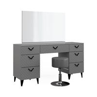 SCHMINKTISCH Anett Grau 150 cm mit Hocker - Grau, Holzwerkstoff (150/78.1/45cm) - Vicco