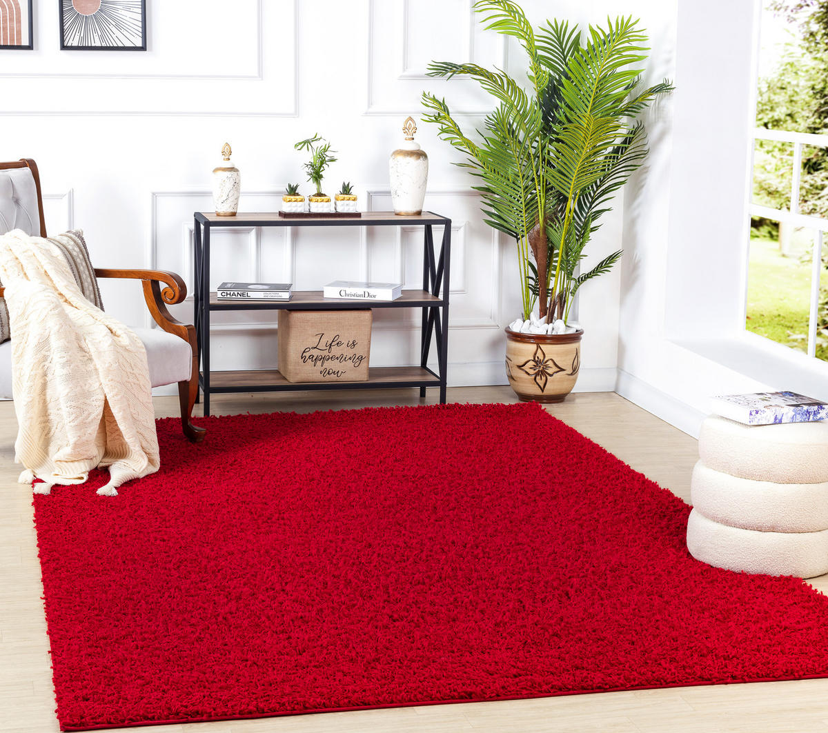 HOCHFLORTEPPICH 100/200 cm Red - Rot, Naturmaterialien/Textil (100/200cm) - LIVABLISS