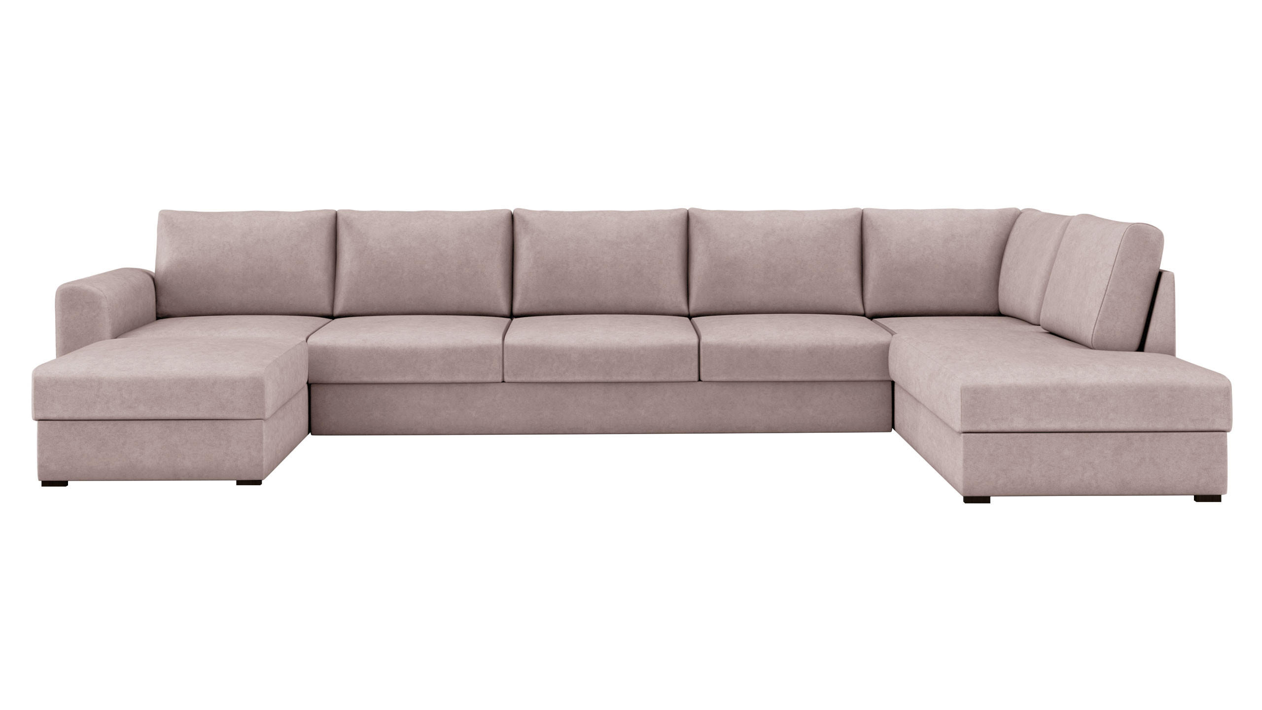 WOHNLANDSCHAFT Wilma Large Premium, Seite: Rechts - Hellrosa/Schwarz, Holz/Textil (370/85/186cm) - MIRJAN24