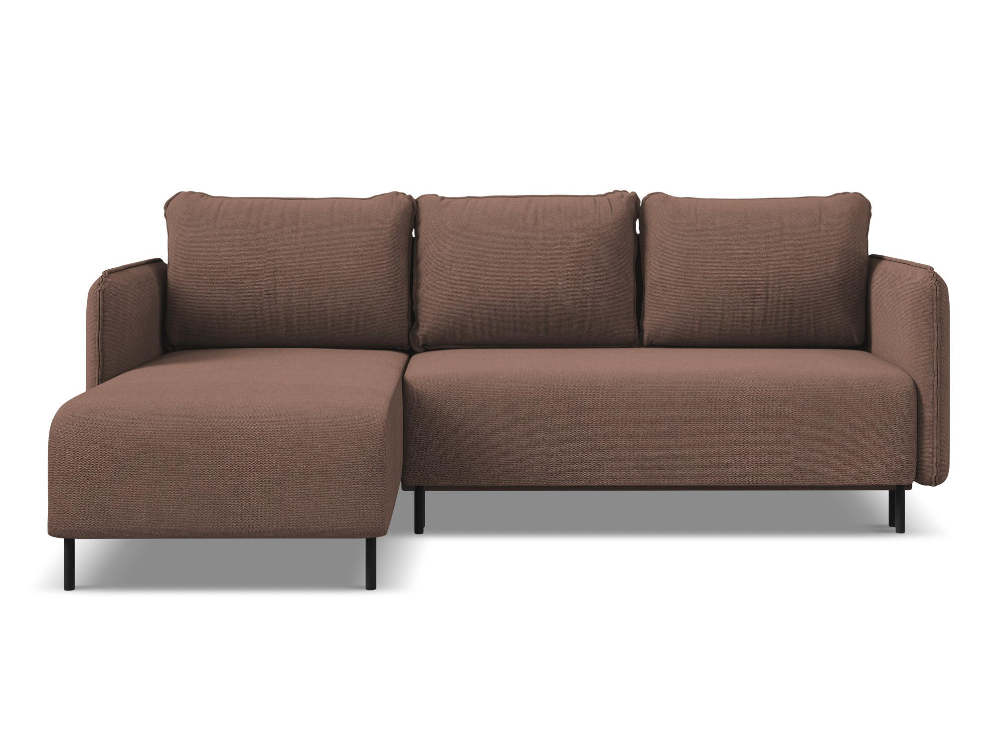 ECKSOFA mit Schlaffunktion Strukturstoff Stoff Pink - Pink/Hellrosa, Holz/Textil (162/236cm) - Makamii