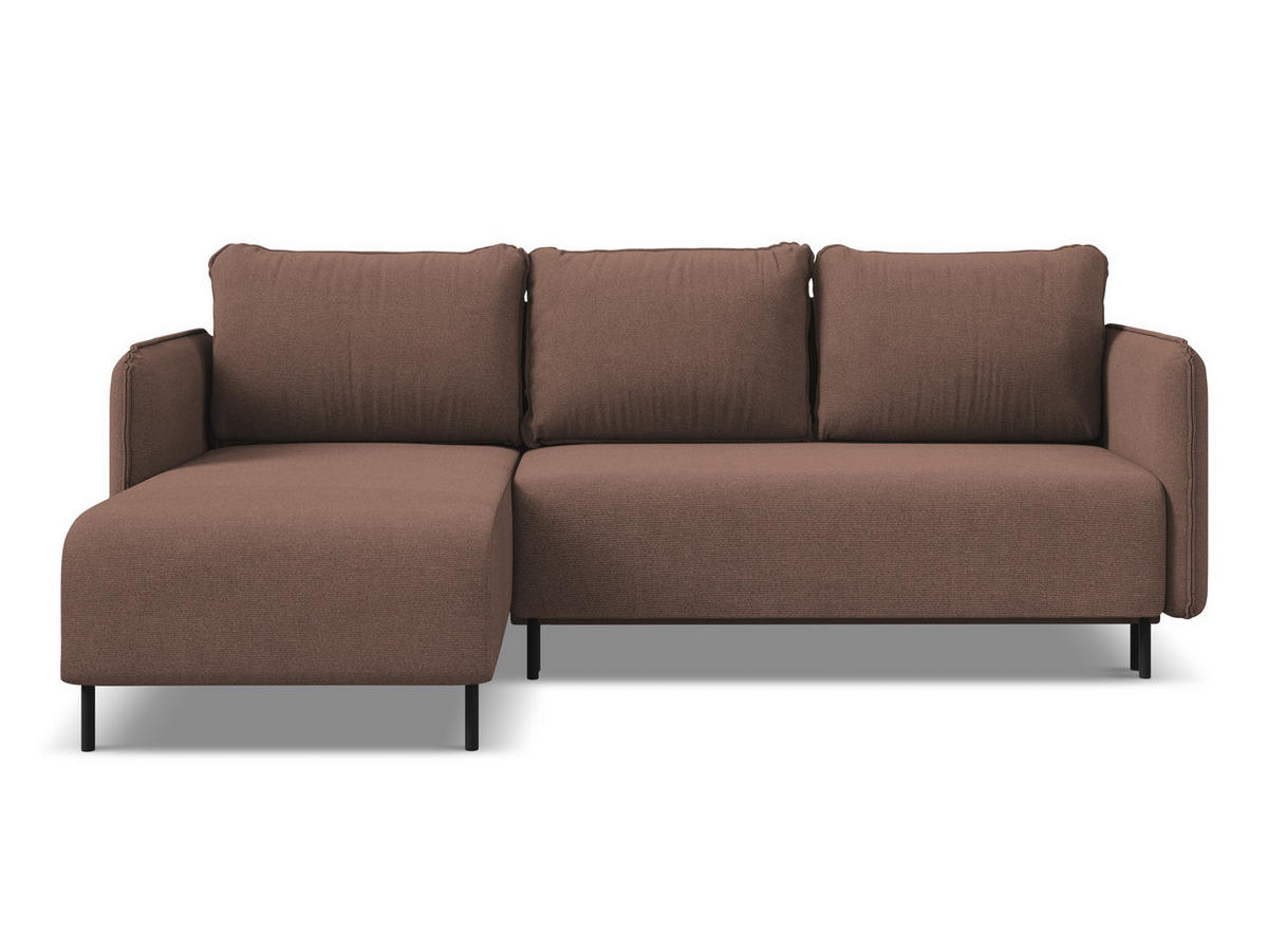 ECKSOFA mit Schlaffunktion Strukturstoff Stoff Pink - Pink/Hellrosa, Holz/Textil (162/236cm) - Makamii