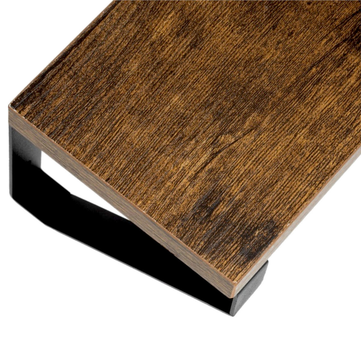 WANDREGAL Holzoptik Metall Dunkelbraun Schwarz 3-er Set 30/35/40x12x11 cm - Dunkelbraun/Schwarz, Holzwerkstoff/Metall (12/11/40cm) - Begryf