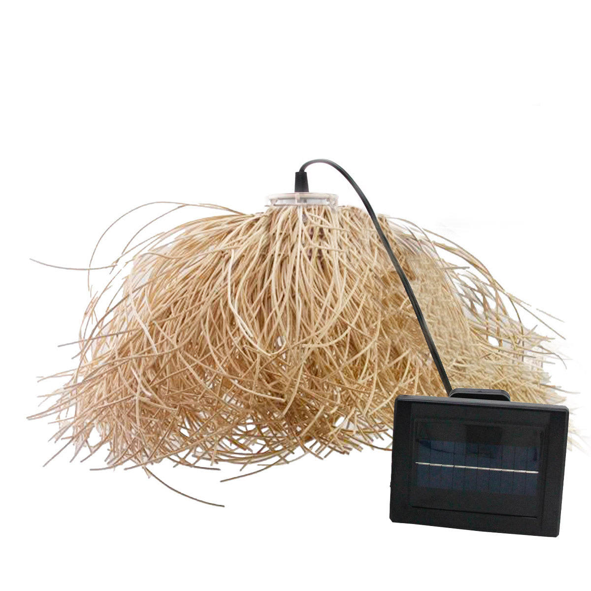 FROU FROU Solar-Pendelleuchte H30cm - Beige, Naturmaterialien (58/58/30cm) - Lumisky