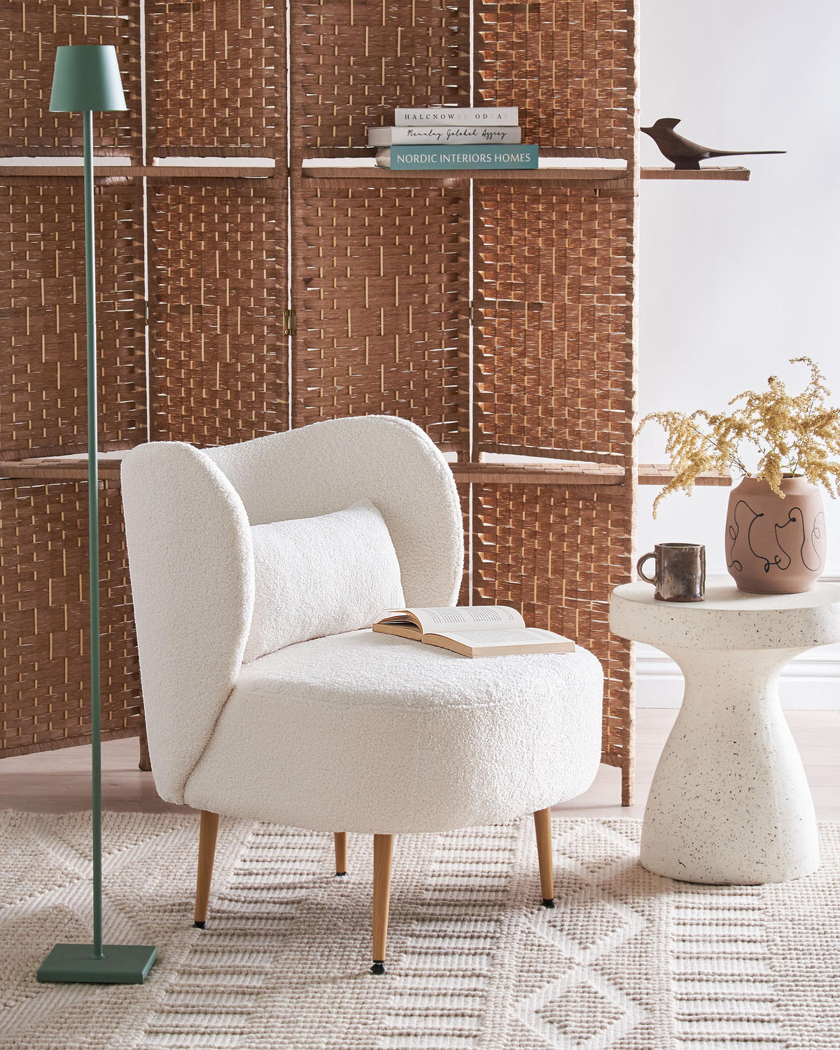 SESSEL Cremeweiß Otsby II - Weiß/Braun, Textil (60/76/55cm) - Beliani