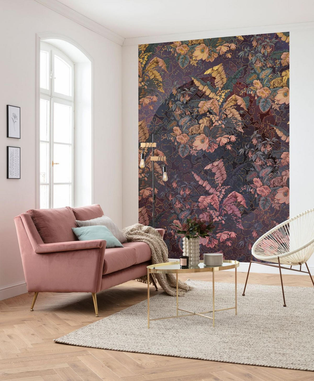 FOTOTAPETE Blätter 200 x 270 cm - Pink, Papier (200/270cm) - Sanders & Sanders