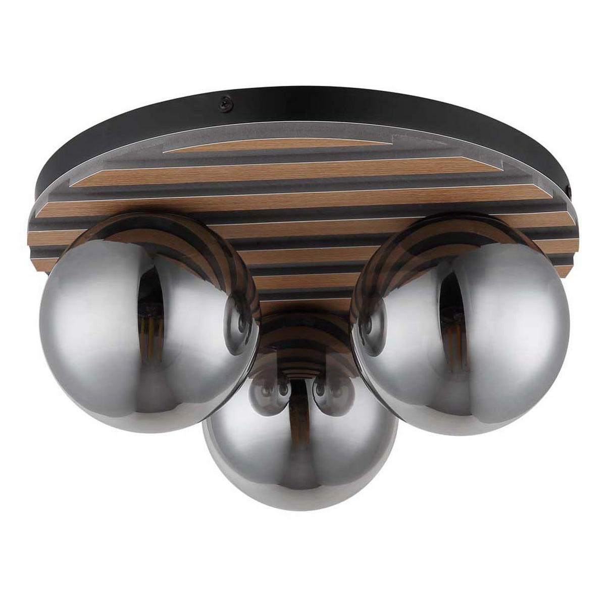 DECKENLEUCHTE PARSONS Metall/Rauchglas MDF Schwarz matt - Schwarz, Glas (39/39/20cm) - Globo Lighting