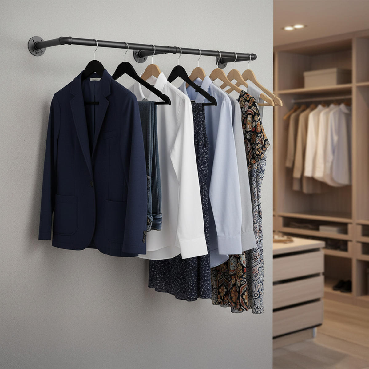 NÁSTENNÁ tyč - čierna, plast (140/8.5/27cm) - Relaxdays