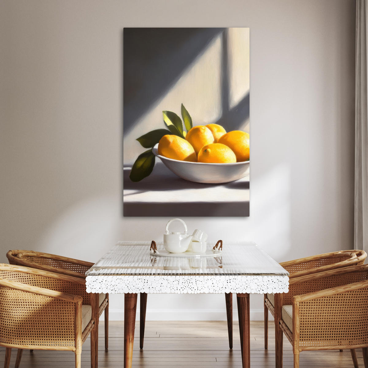 LEINWANDBILD Zitronen - Stilleben - Gelb 80x120 cm - Gelb, Textil (80/120cm) - MuchoWow