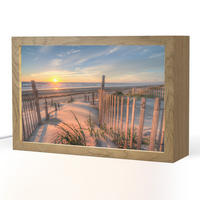 TISCHLEUCHTE Strand - Meer - Düne - Sonnenuntergang - Landschaft 30x20 cm - Creme, Holzwerkstoff (8/30/20cm) - OnlyWow