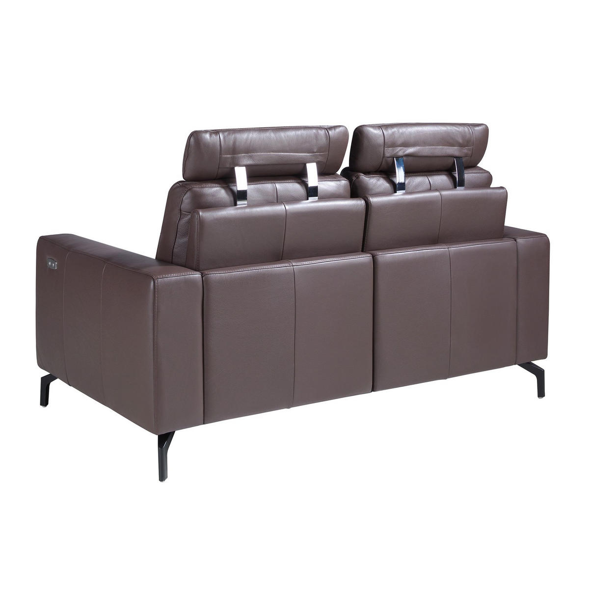 SOFA 2-Sitzer-Relax aus schokoladenbraunem Leder 166/98/89 cm - Dunkelbraun/Schwarz, Leder/Metall (166/89/98cm) - ANGEL CERDA