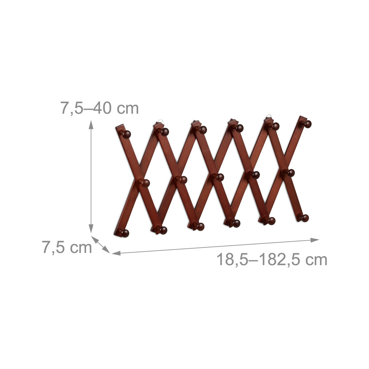 WANDGARDEROBE - Braun, Holz (182.5/7.5/7.5cm) - Relaxdays